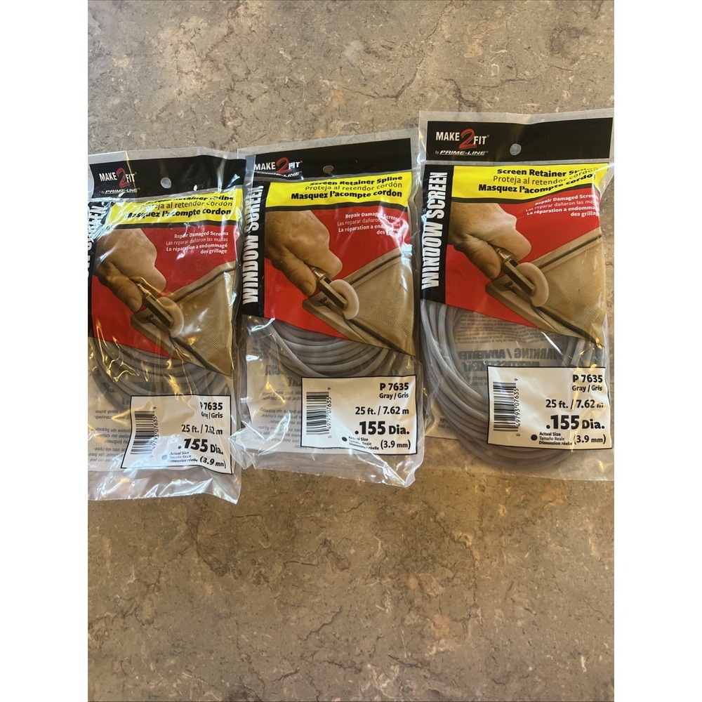 (3 ) 25 Ft. Screen Retainer Spline Window Screen Gray P 7635